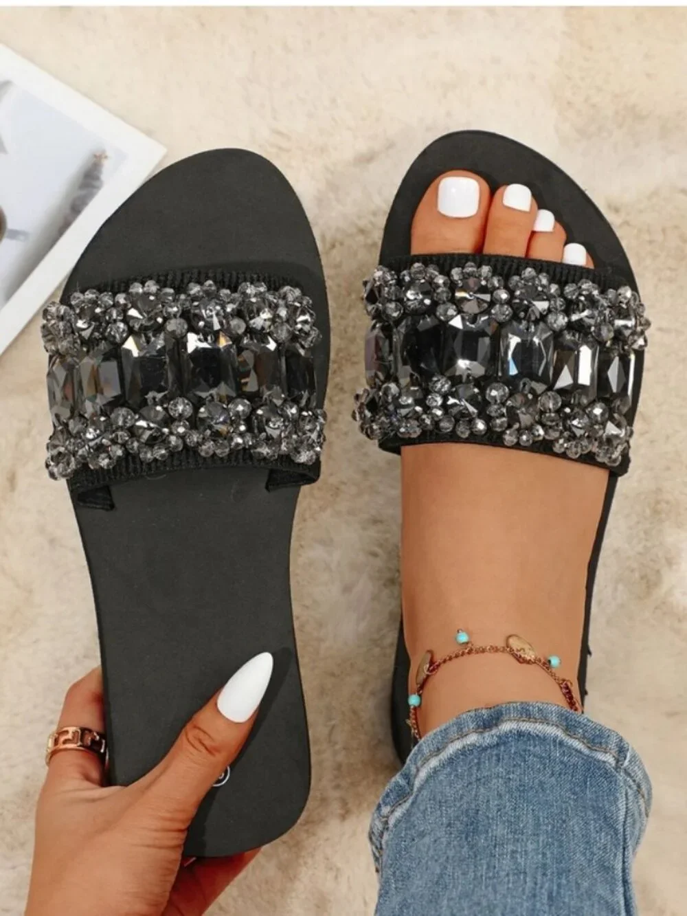 Italian Shoemakers Black Sz 8.5 Afia Sandal KITTEN HEEL Made In Italy NEW in BOX - Picture 4 of 4